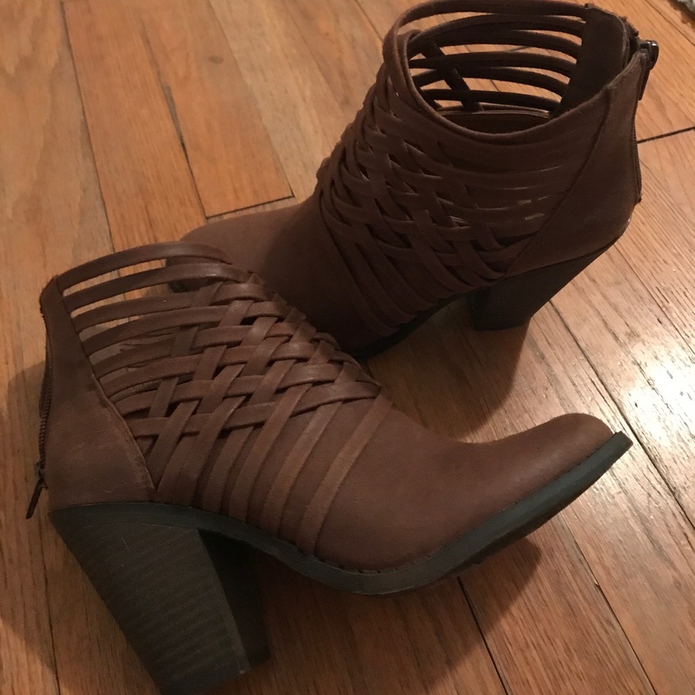 Brown Woven Booties